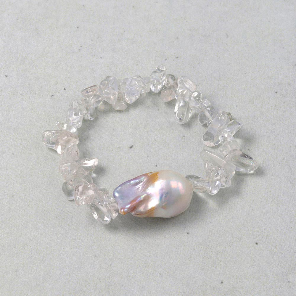 Baroque Pearl and Gravel Hair Tie