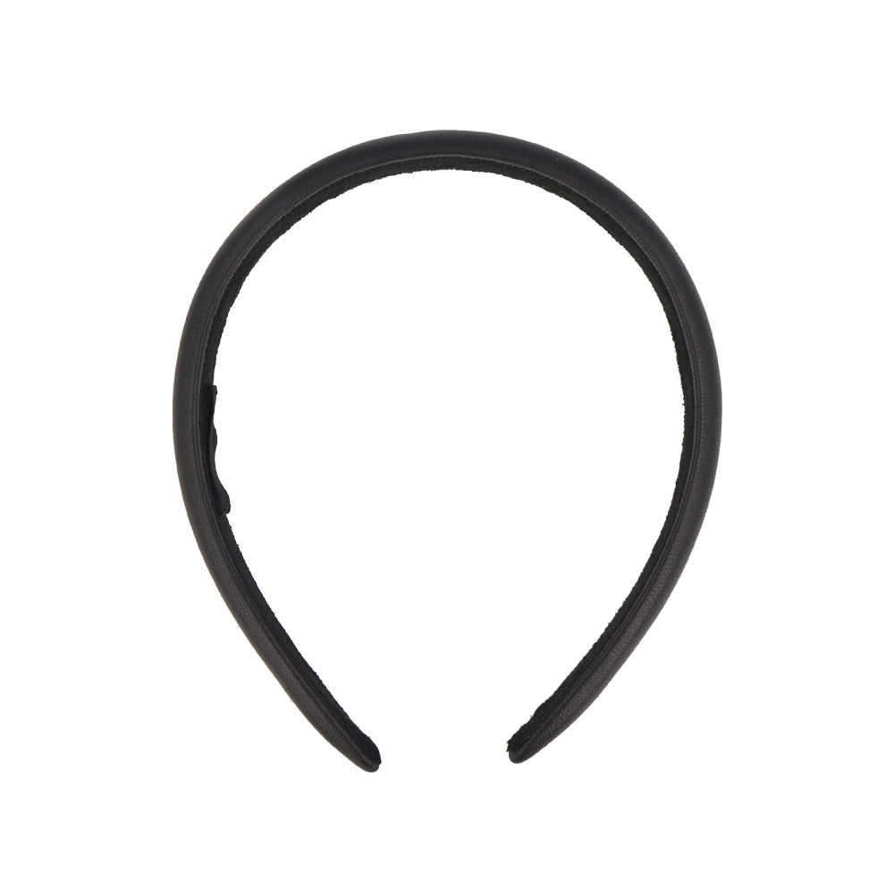 Puffy Black Leather Headband