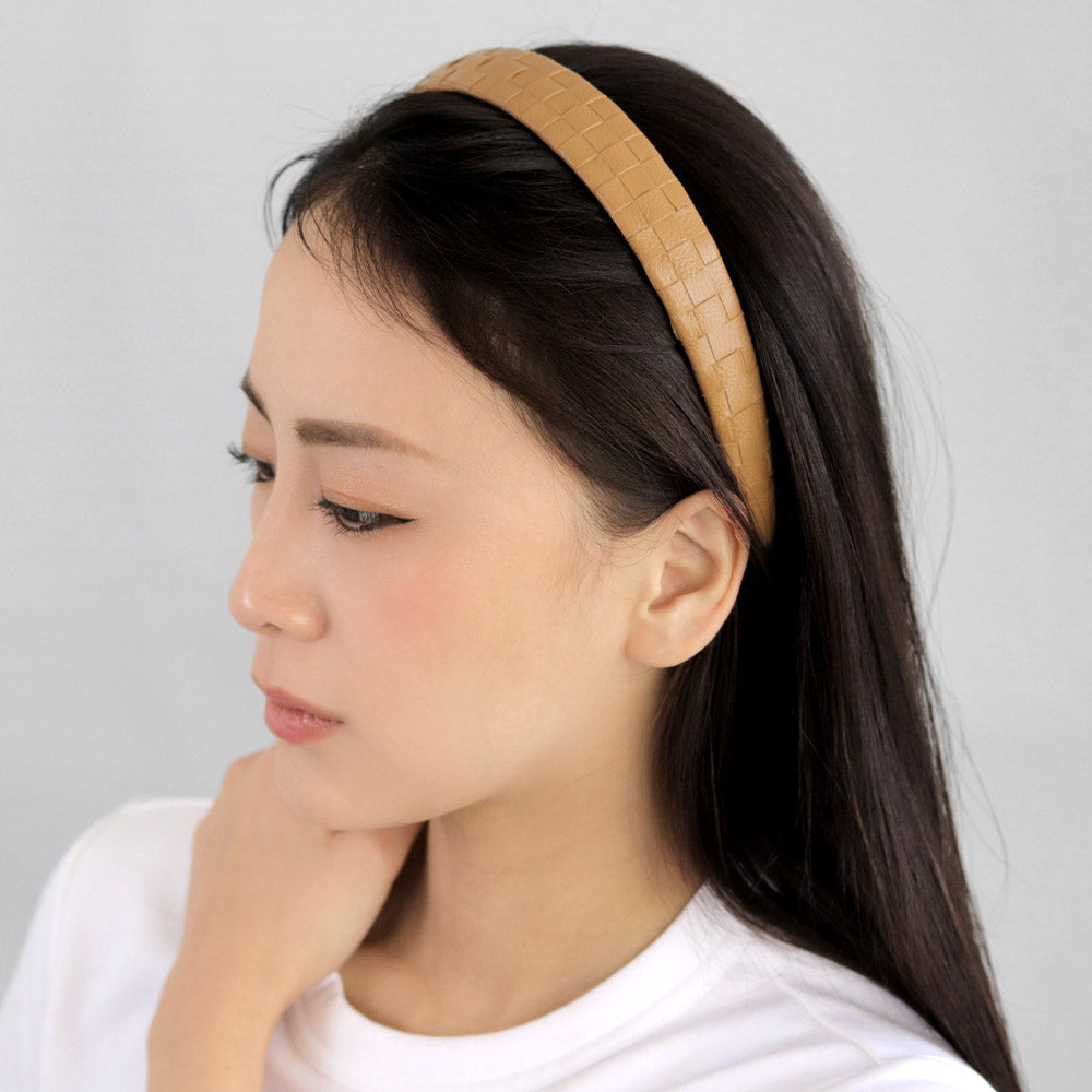 Braided Brown Leather Headband