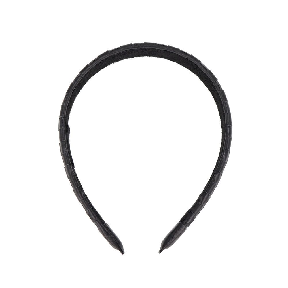 Braided Black Leather Headband