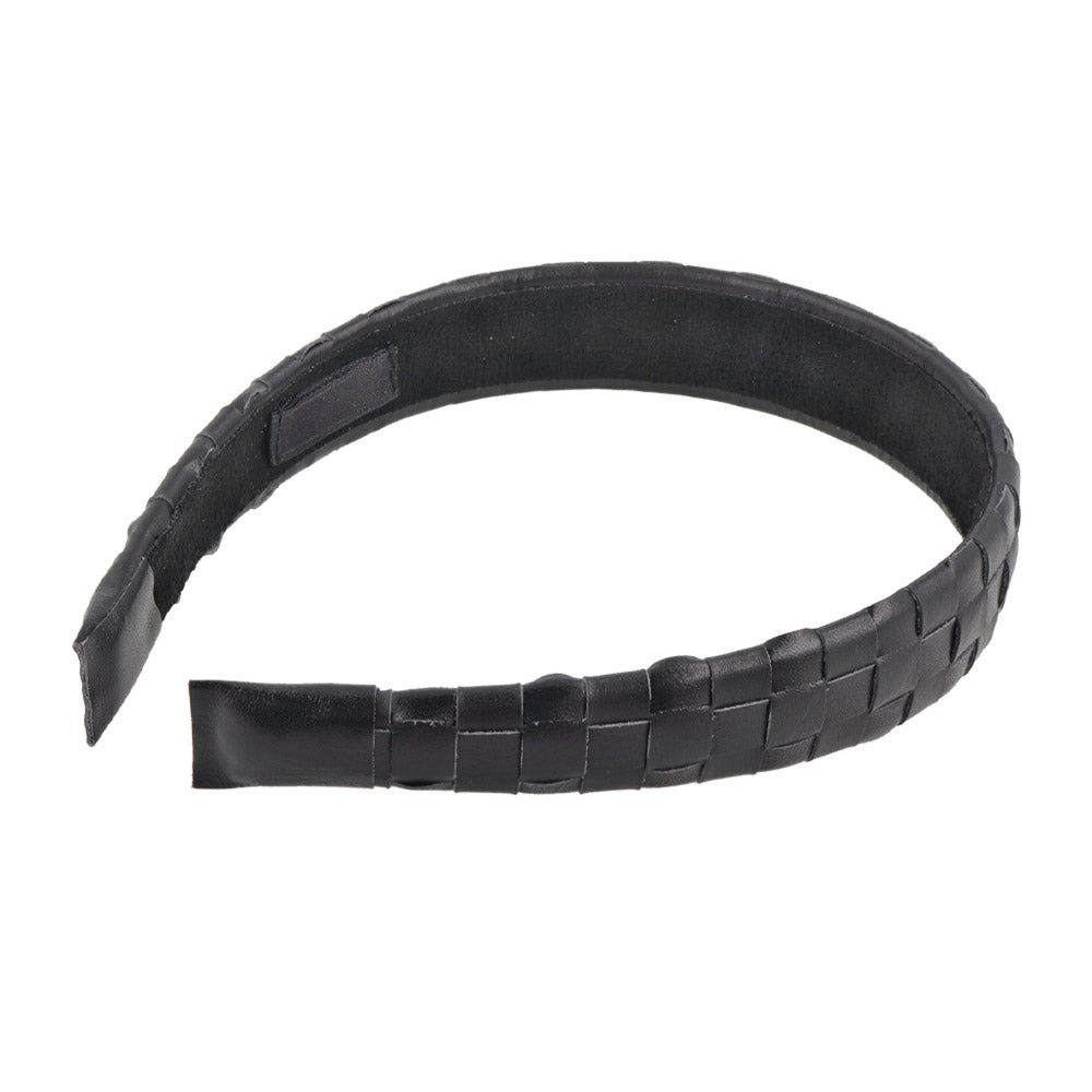 Braided Black Leather Headband