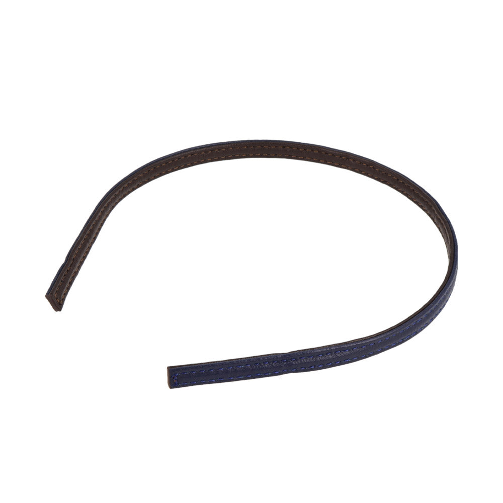 Navy and Brown Leather Reversible Headband