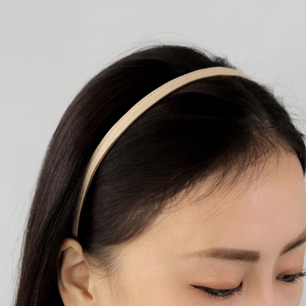 Brown and Beige Leather Reversible Headband