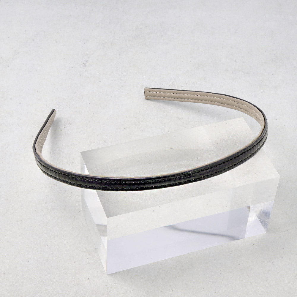 Black and Gray Leather Reversibel Headband