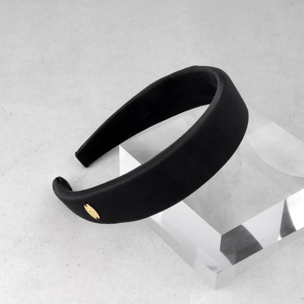 Padded Wide Black Headband - osewaya