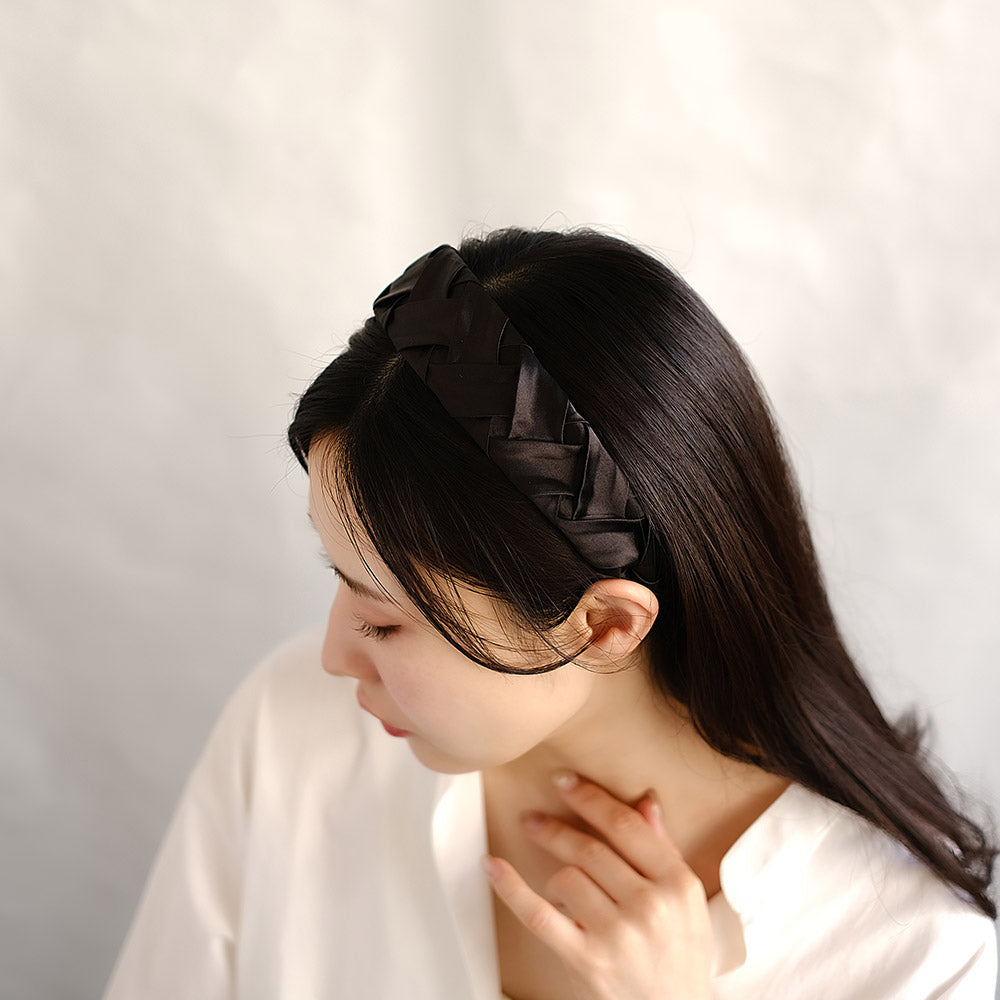 Black Braid Wide Headband