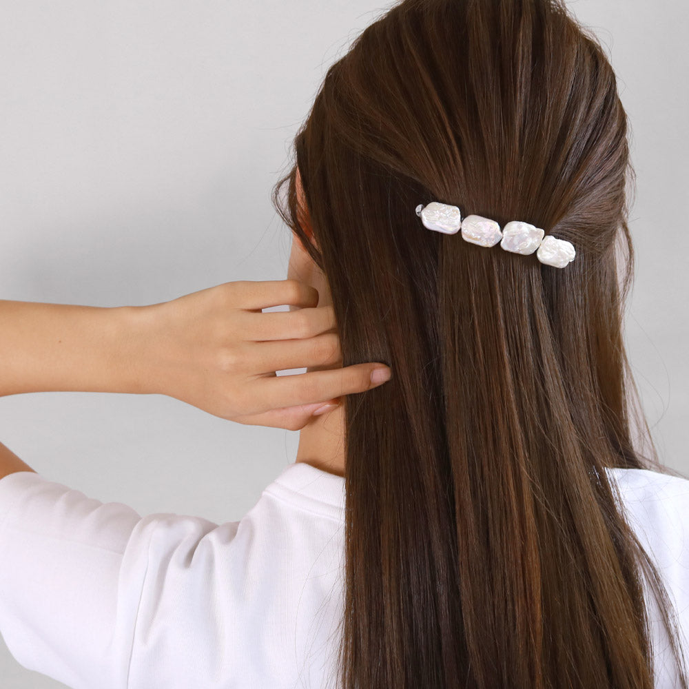 Rectangle Pearl Hair Barrette