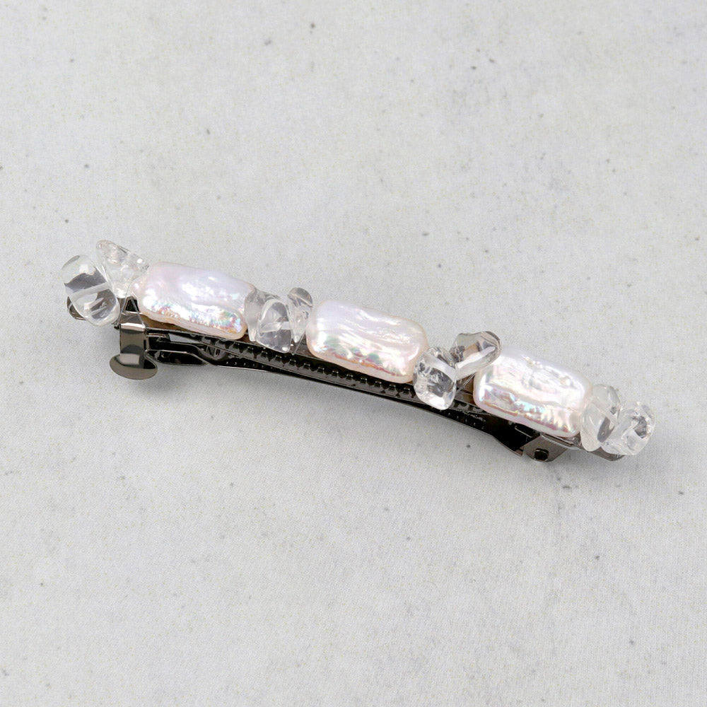 Rectangle Pearl and Cluster Hair Barrette