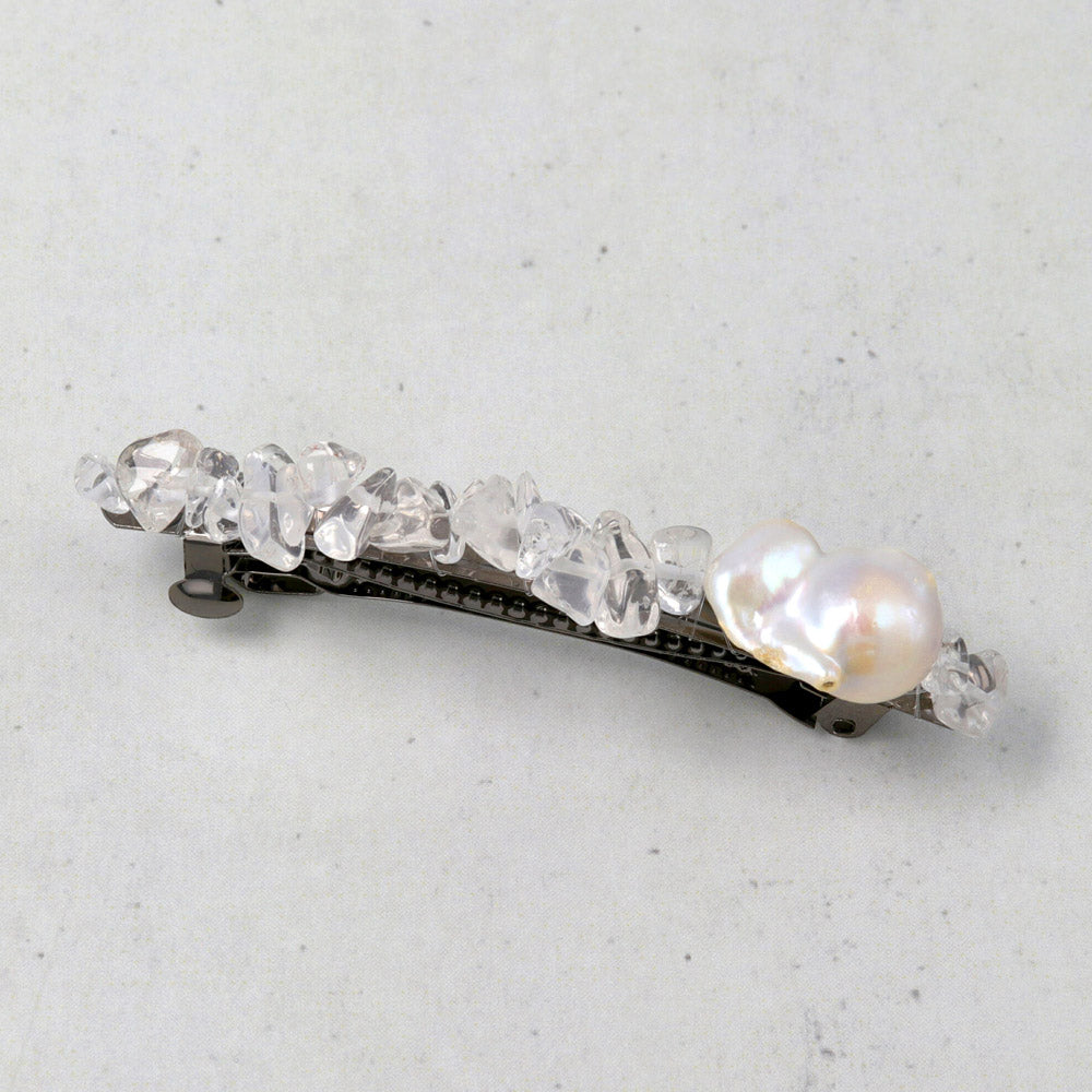 Baroque Pearl and Gravel Hair Barrette