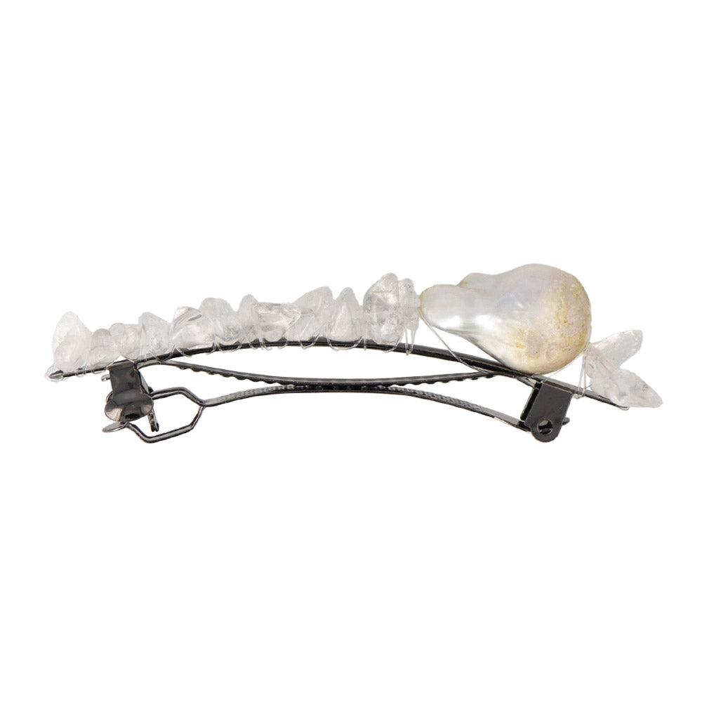 Baroque Pearl and Gravel Hair Barrette