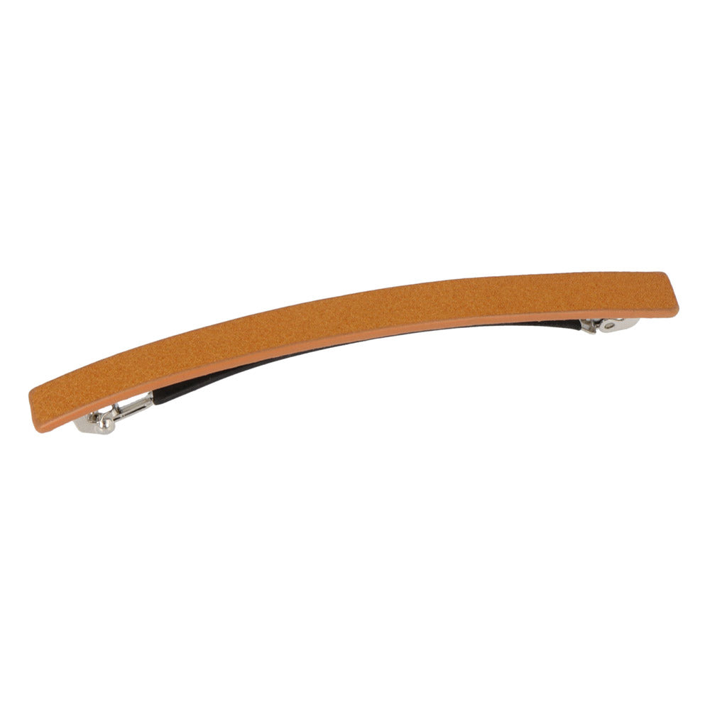 Thin Brown Leather Hair Barrette