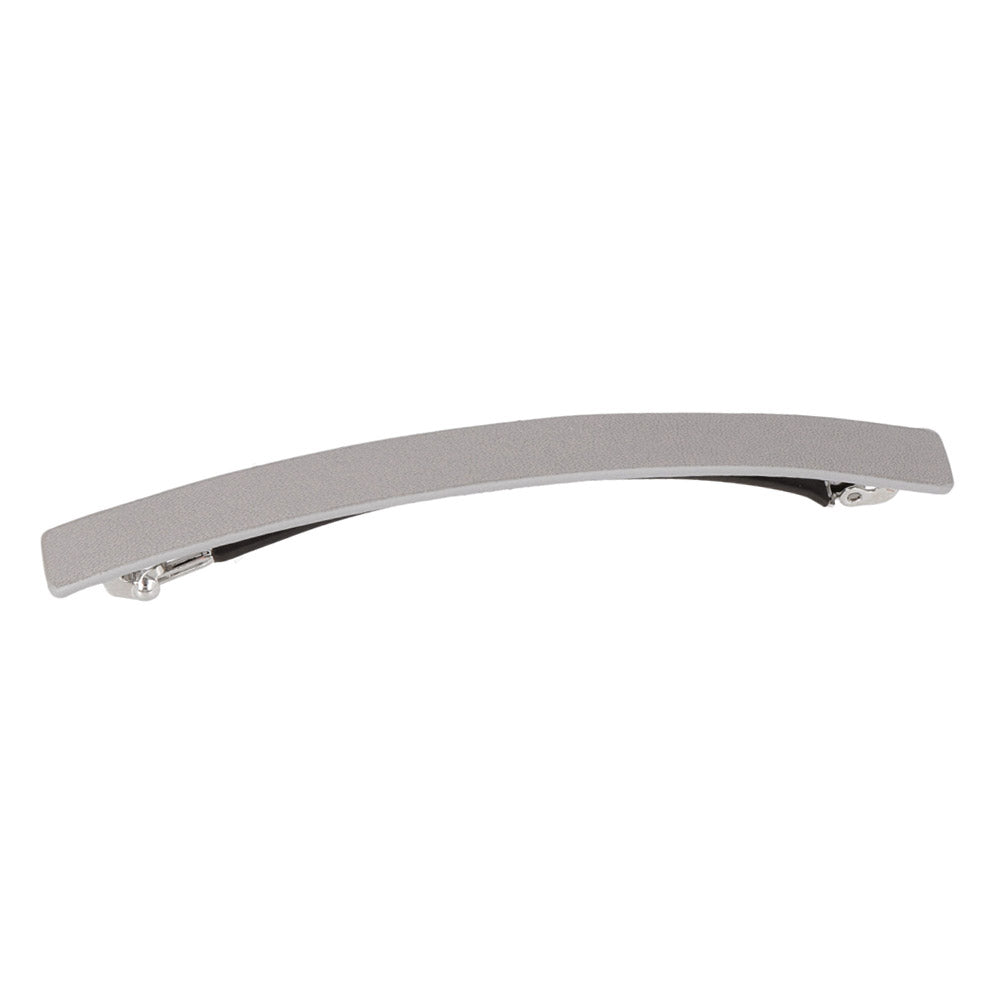 Thin Gray Leather Hair Barrette