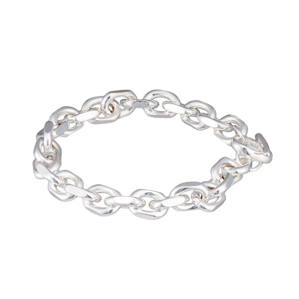 Silver Plated Faceted Chain Toggle Bracelet