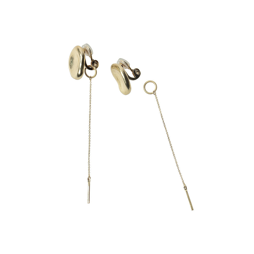 Bean Linear Clip On Earrings