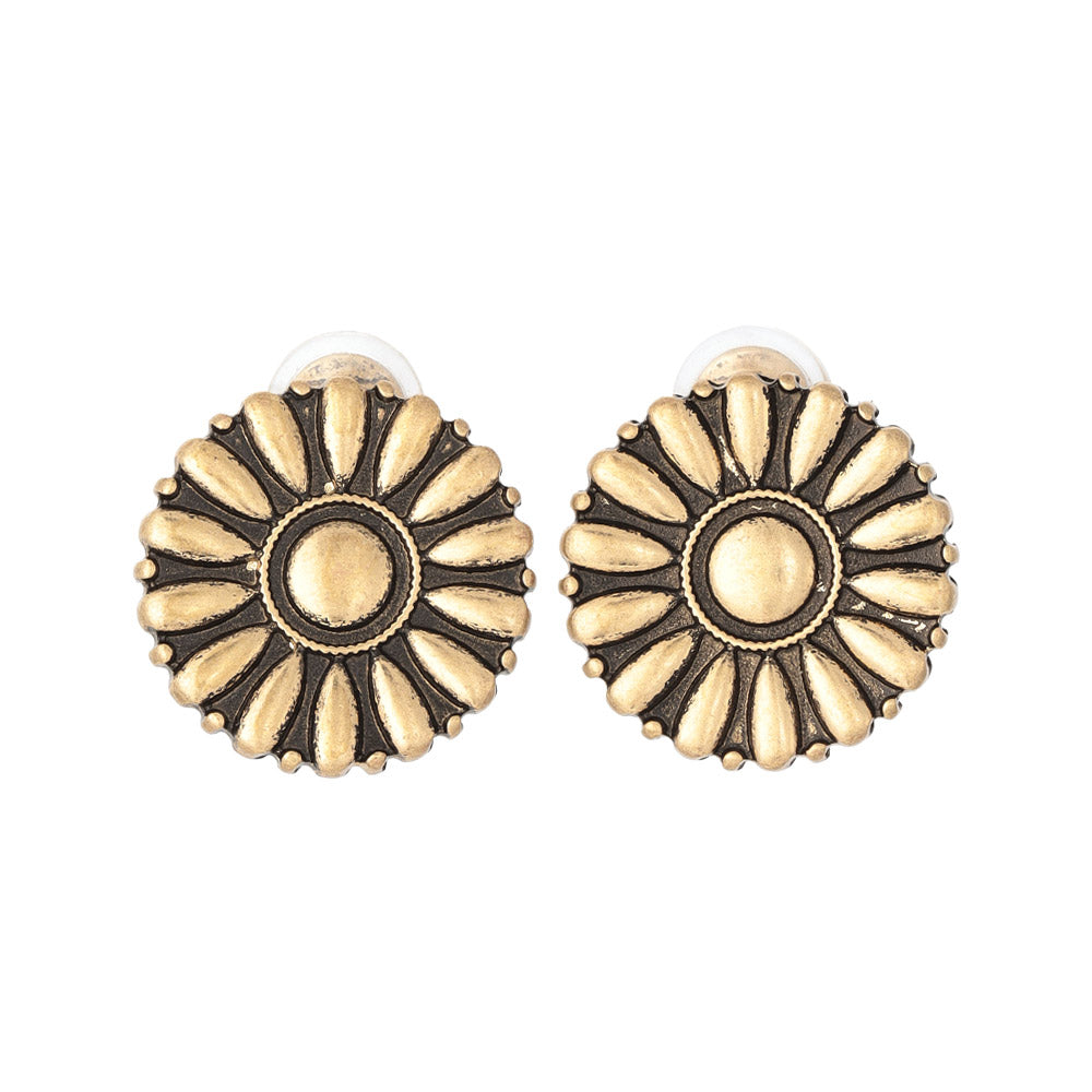 Flower Concho Clip On Earrings