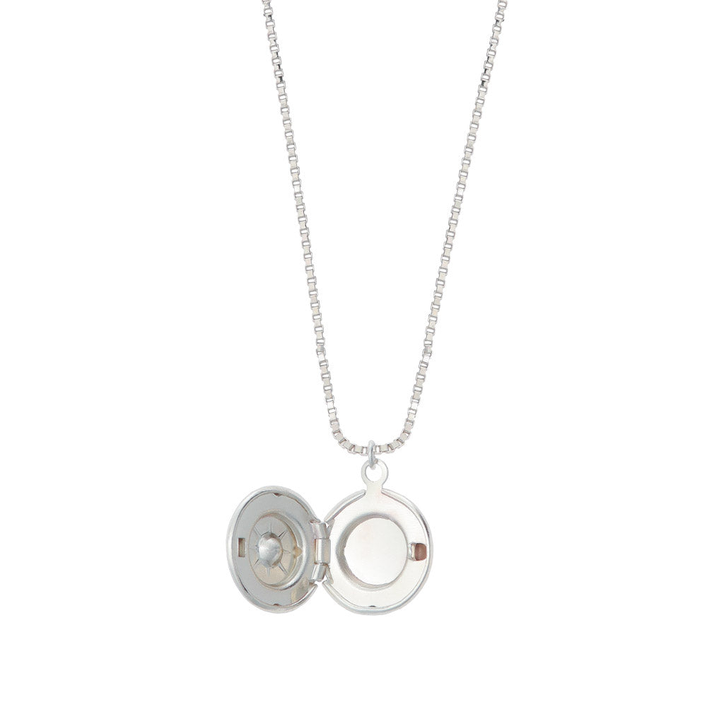 925 Silver Plated Circle Locket Slider Necklace