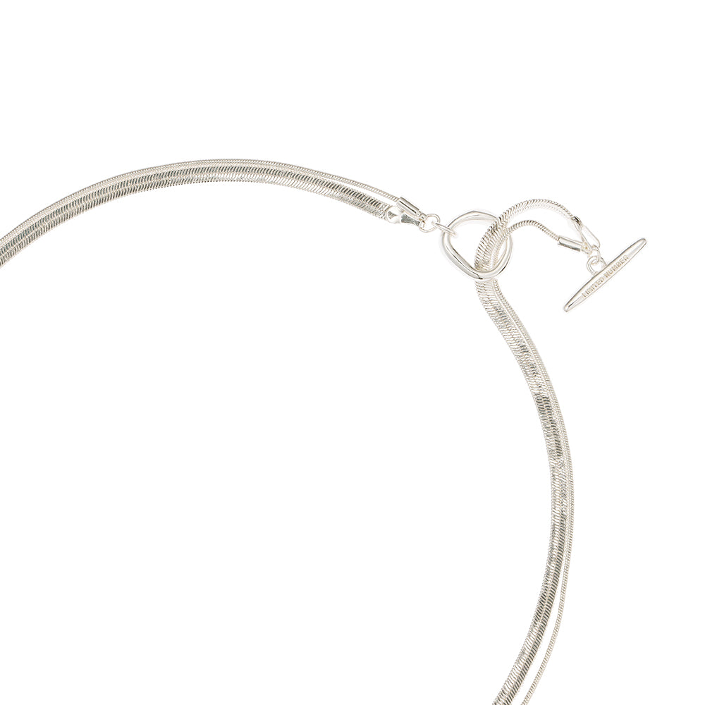 925 Silver Plated Double Row Toggle Necklace