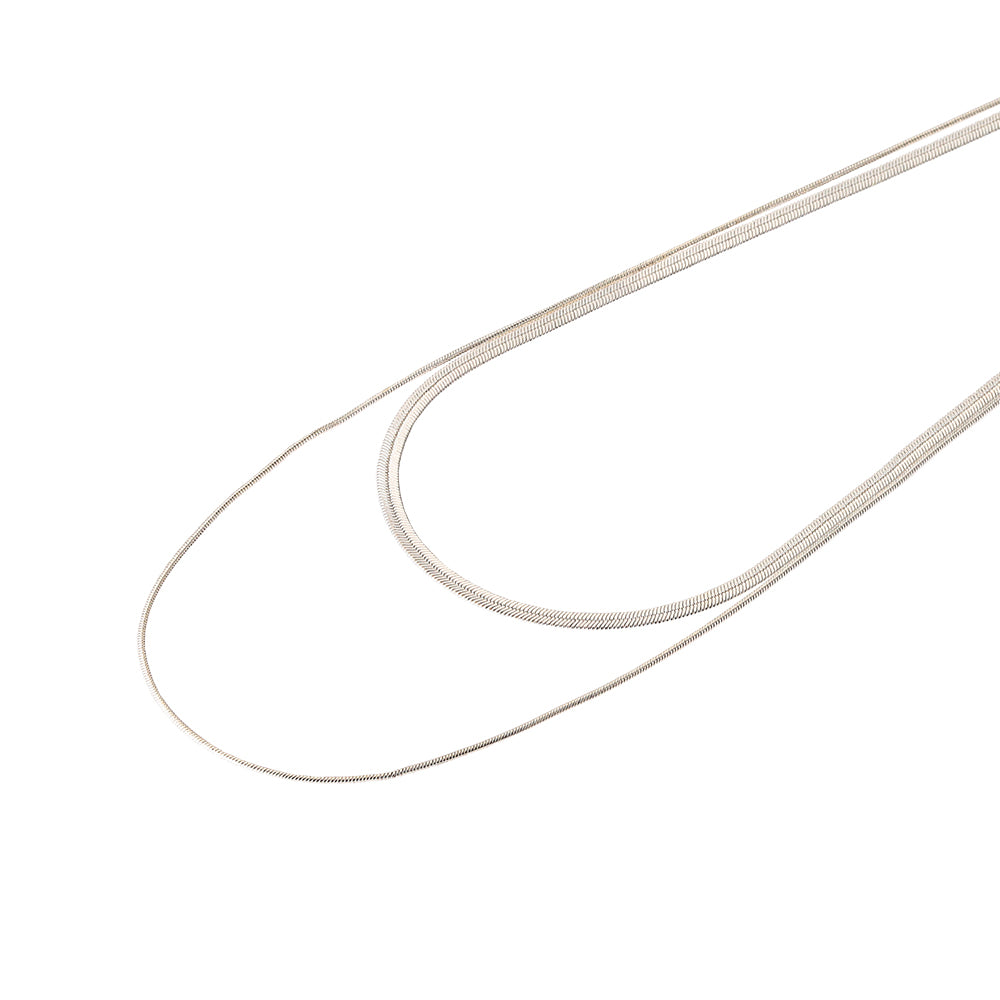 925 Silver Plated Double Row Toggle Necklace