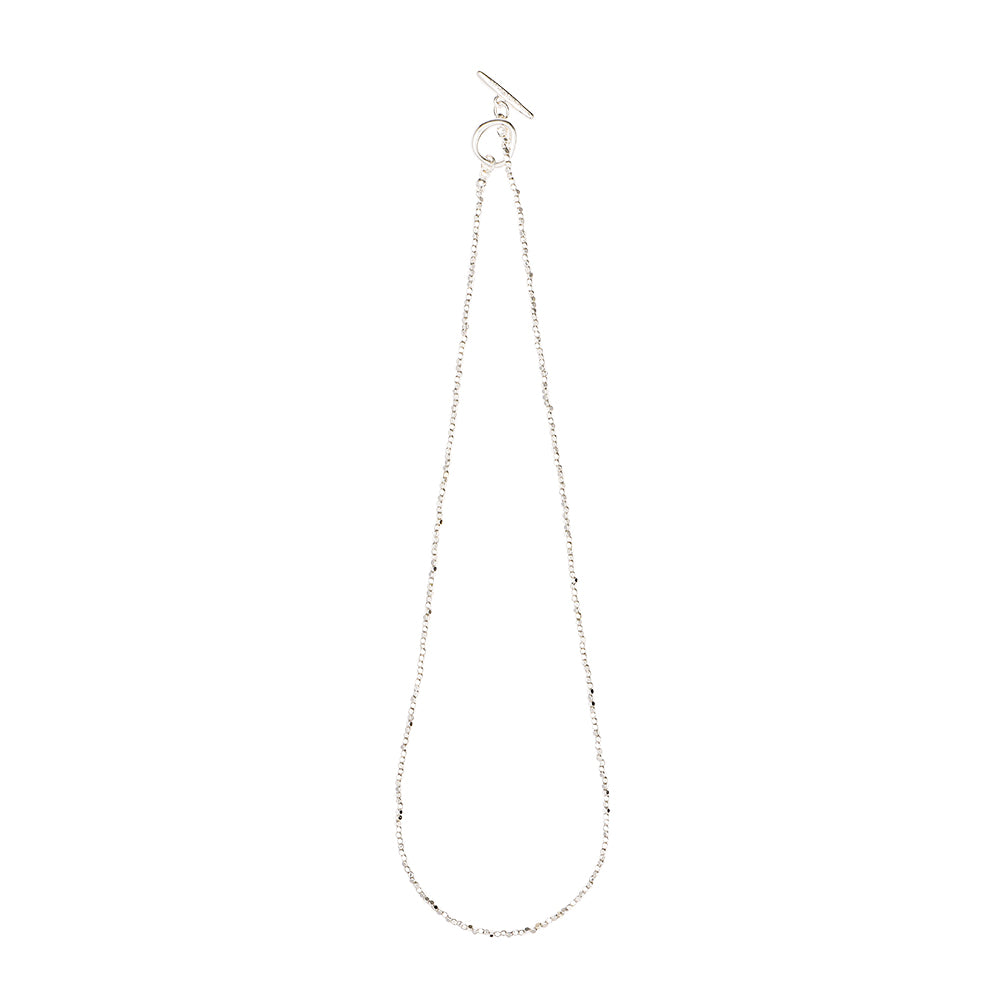 925 Silver Plated Cube Bead Toggle Necklace