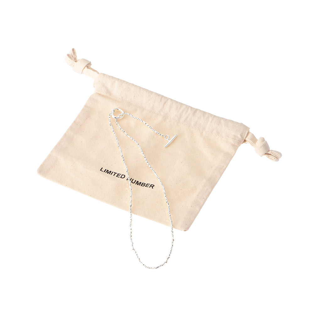 925 Silver Plated Cube Bead Toggle Necklace