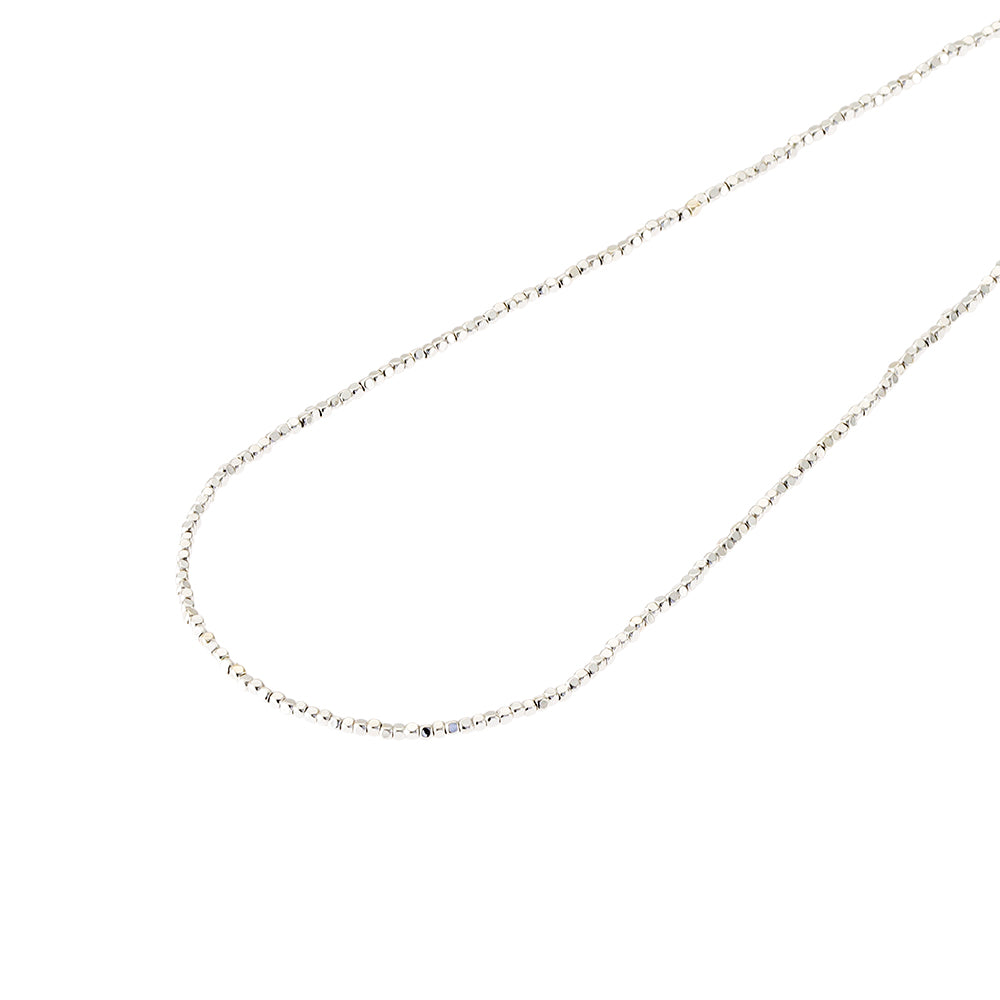 925 Silver Plated Cube Bead Toggle Necklace