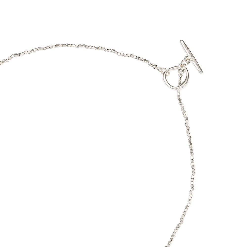 925 Silver Plated Cube Bead Toggle Necklace