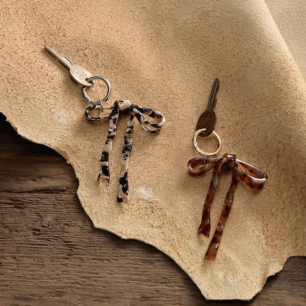 Marble Ribbon Bow Key Ring