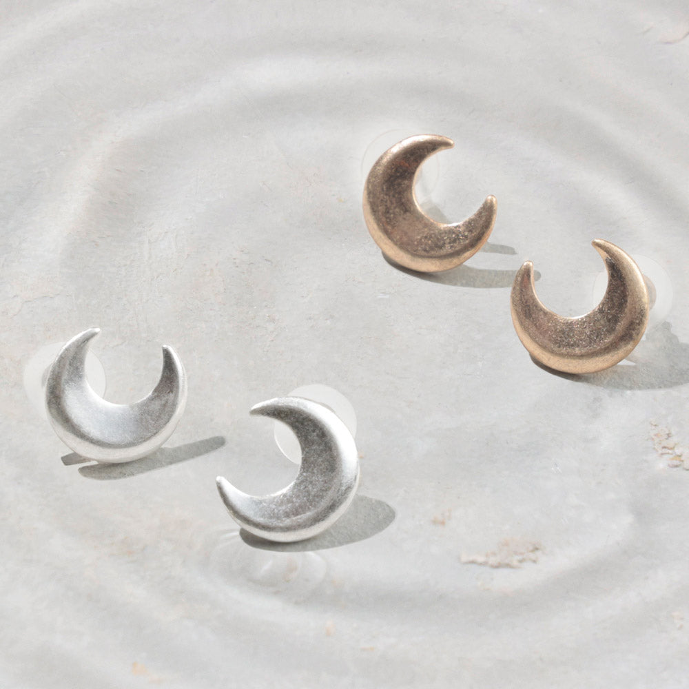 Crescent Moon Stud Earrings