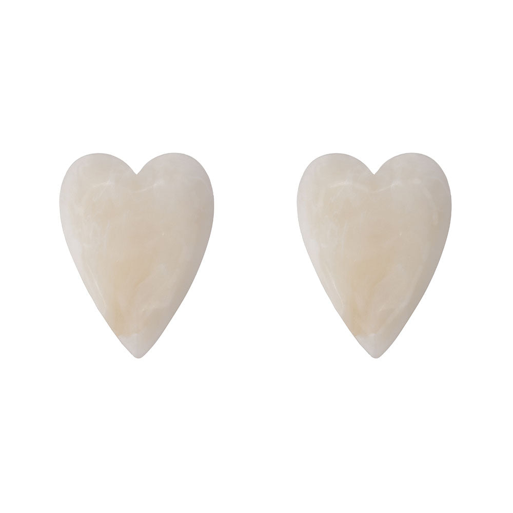 Big Faceted Frosted Heart Earrings