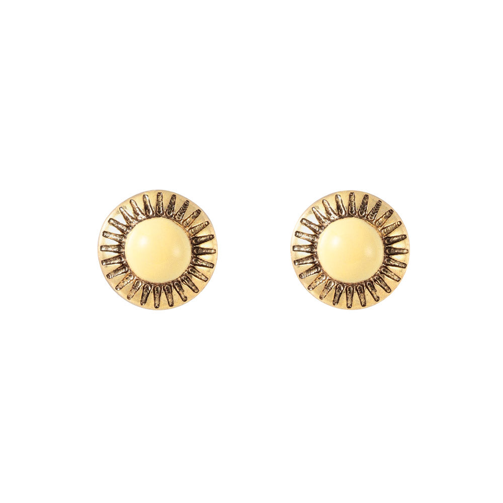 Oval Engraved Color Stone Studs