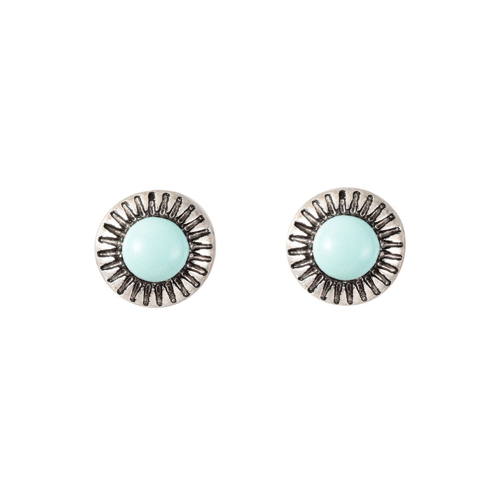 Oval Engraved Color Stone Studs