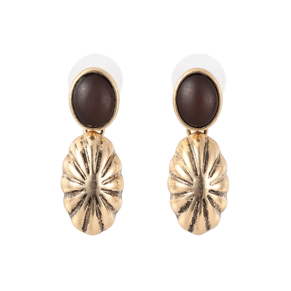 Oval Concho Drop Earrings