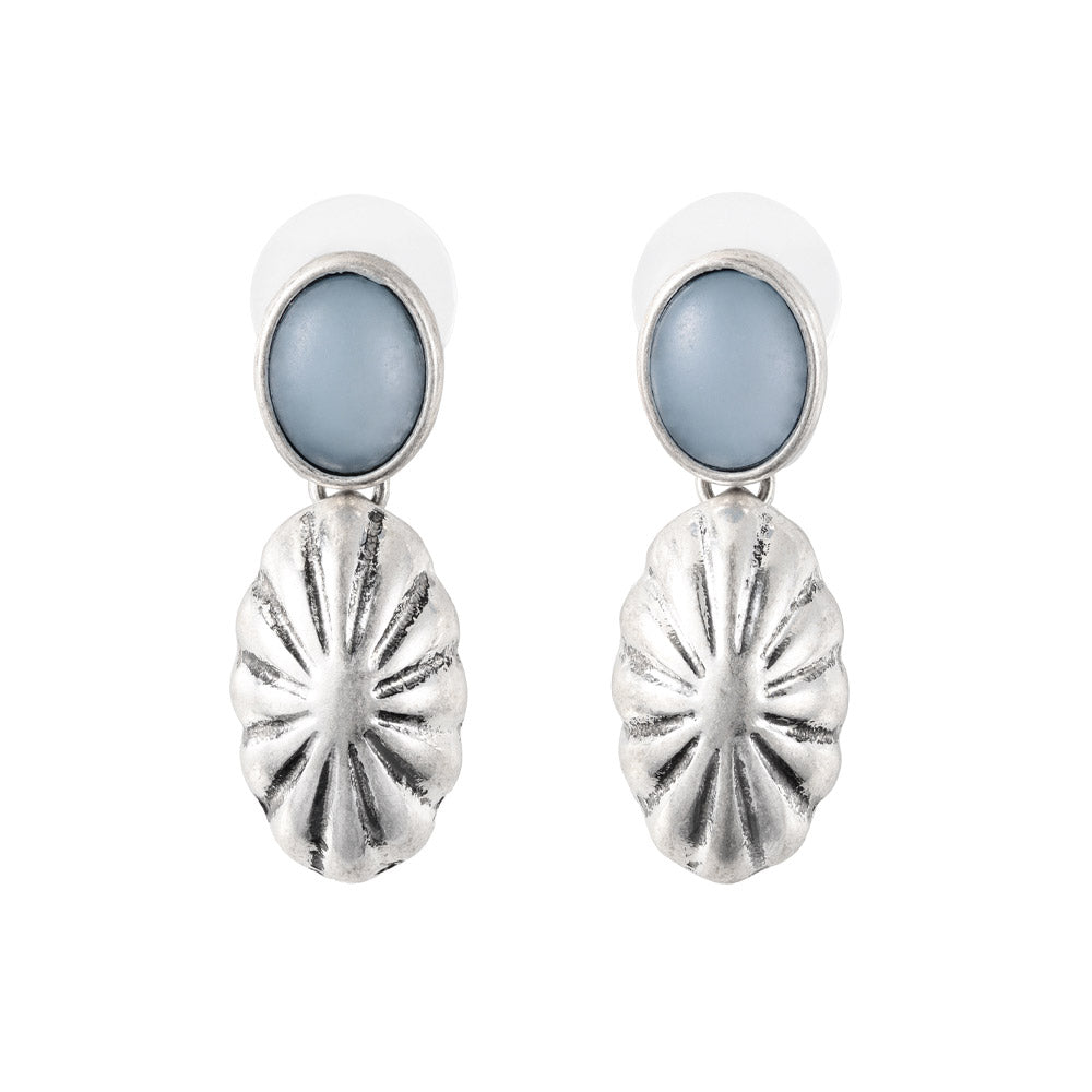 Oval Concho Drop Earrings