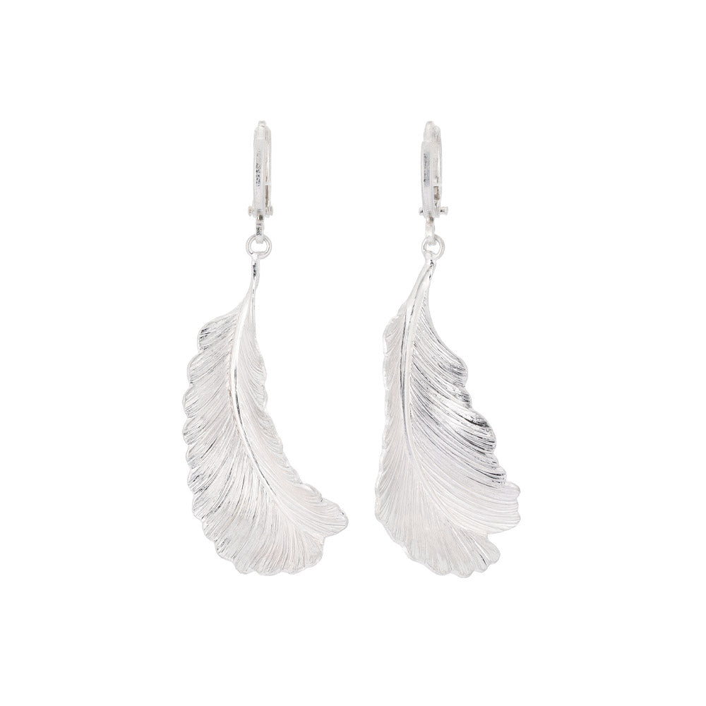 Feather Drop Huggie Earrings