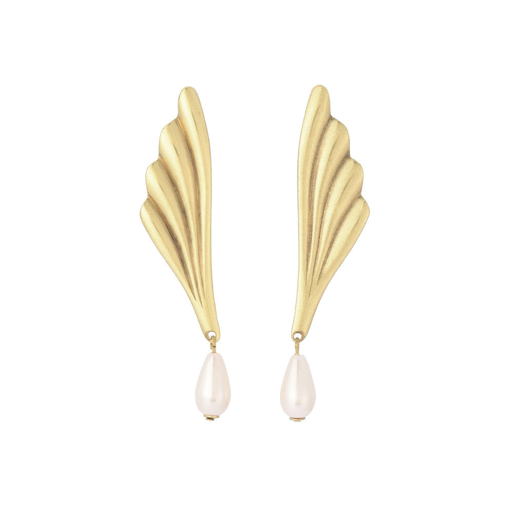 Fin and Droplet Pearl Earrings