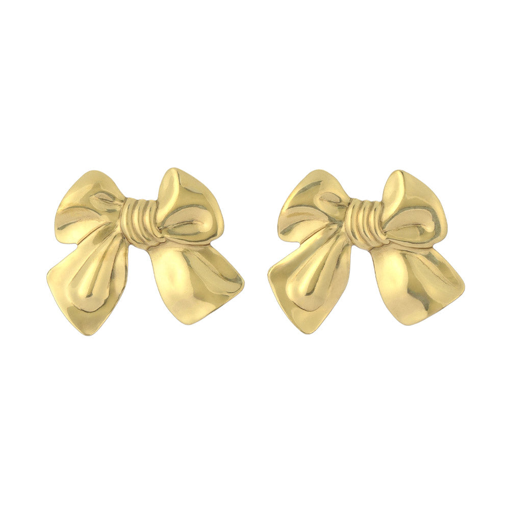 Metal Ribbon Bow Earrings