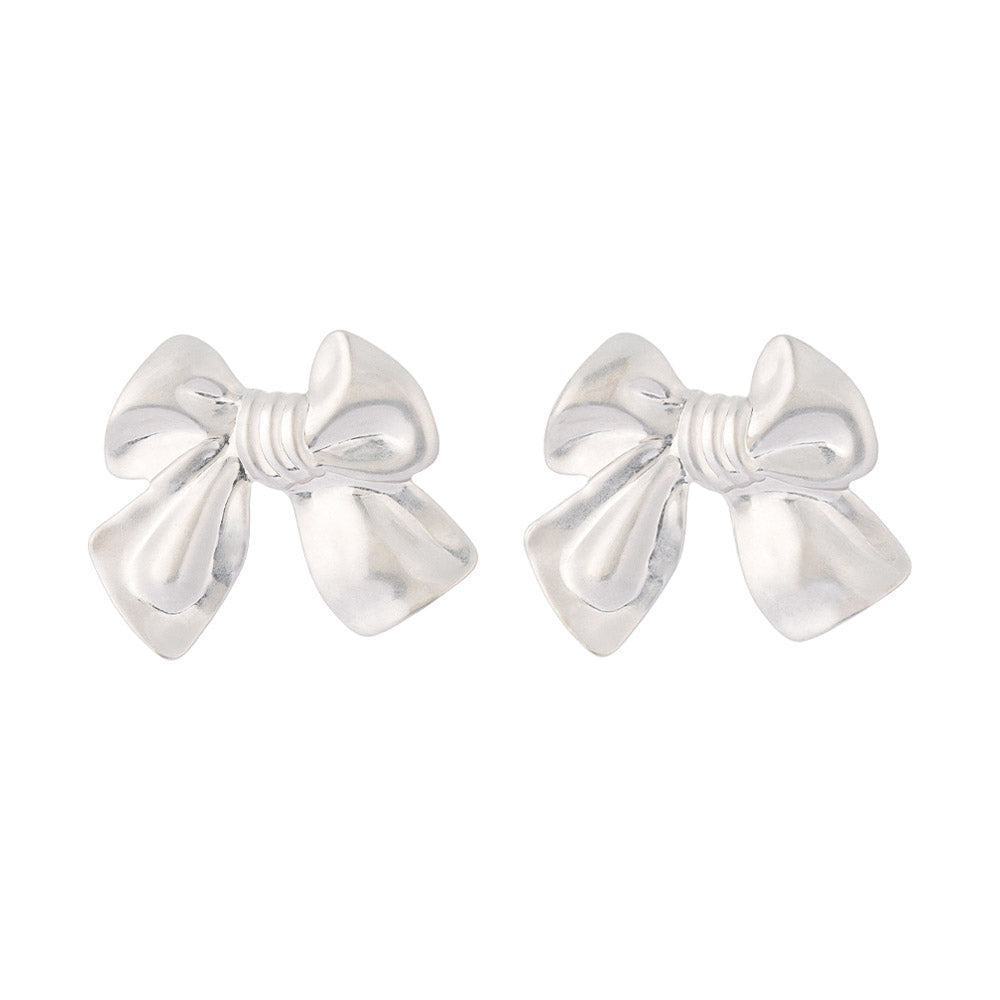 Metal Ribbon Bow Earrings