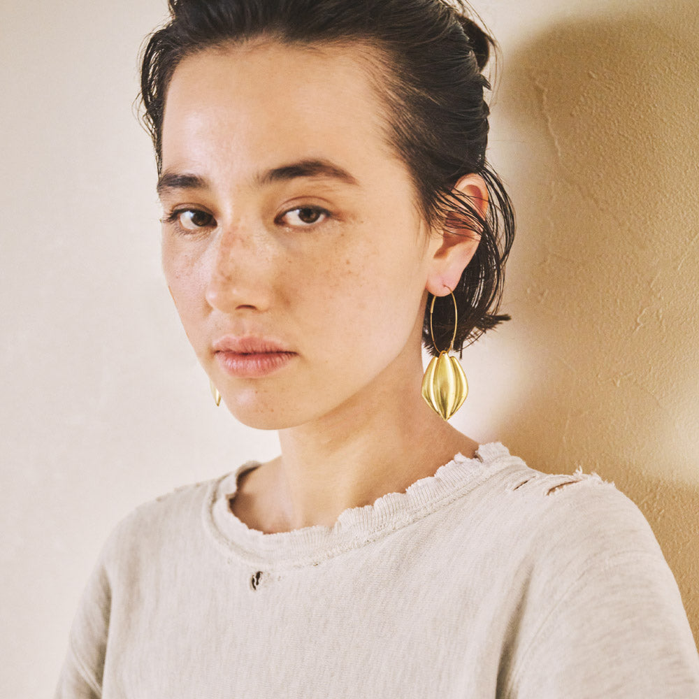 Tulip Drop Skinny Hoop Earrings