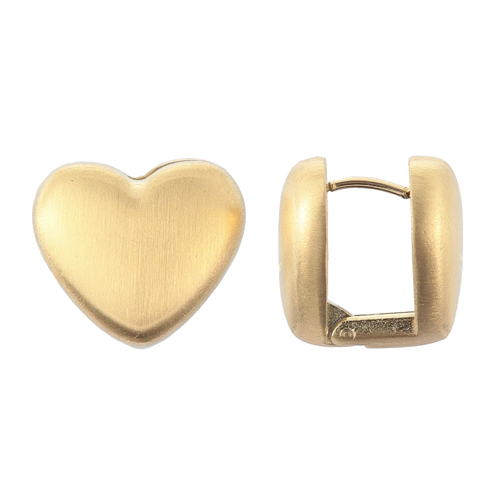 Puffed Heart Huggie Earrings