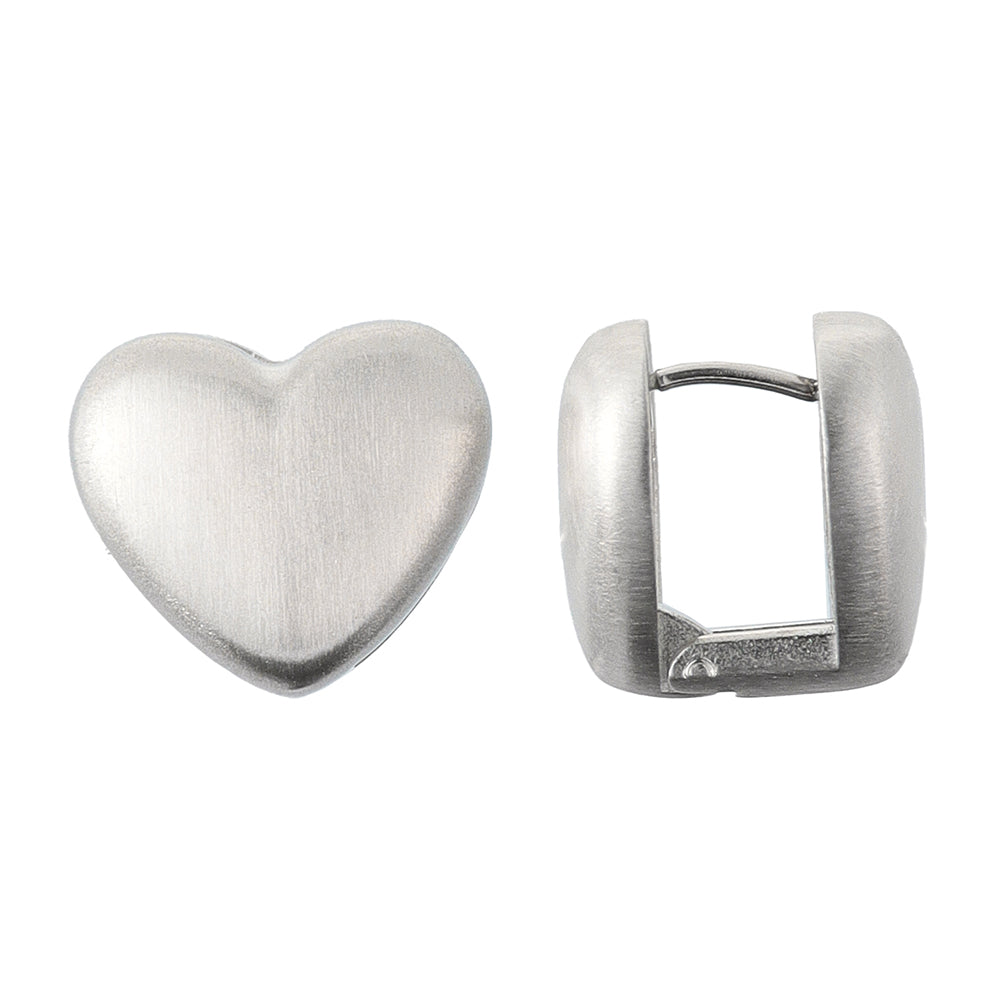 Puffed Heart Huggie Earrings