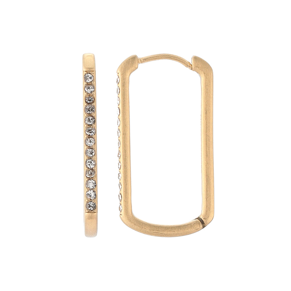 Rhinestone Rectangular Hoop Earrings