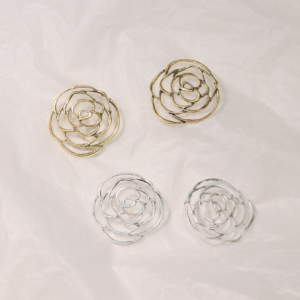 Oversized Open Rose Earrings