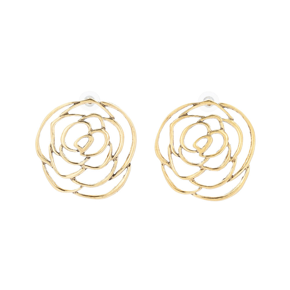 Oversized Open Rose Earrings