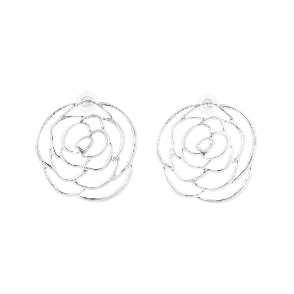 Oversized Open Rose Earrings