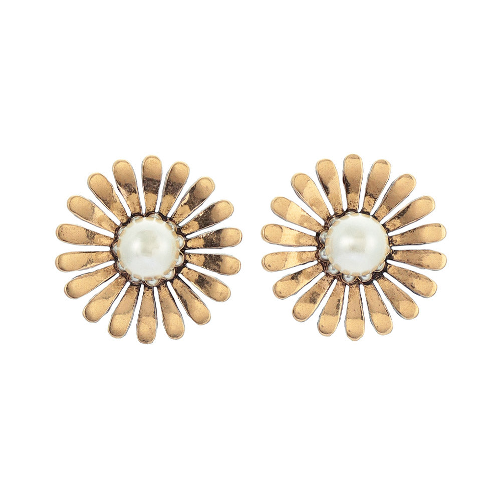 Pearl Center Marigold Earrings