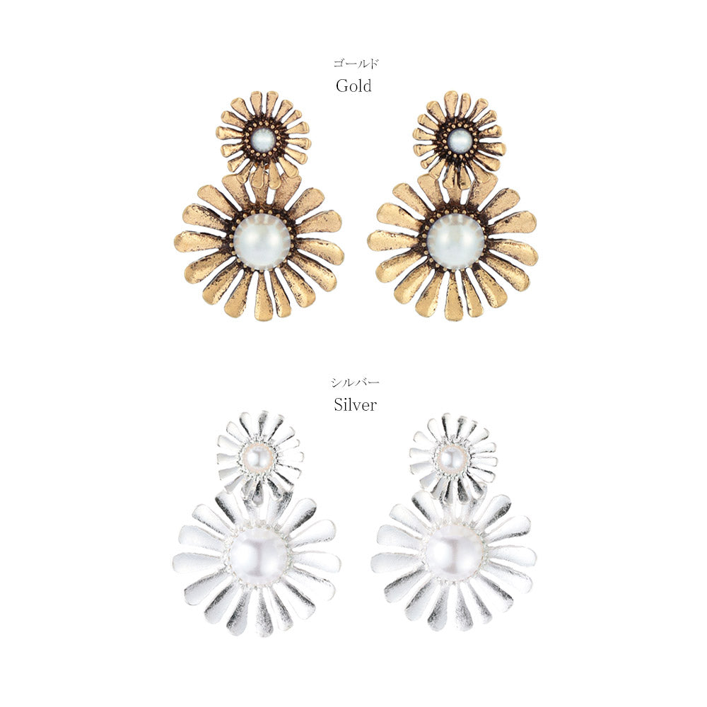 Paris Daisy Front Back Earrings