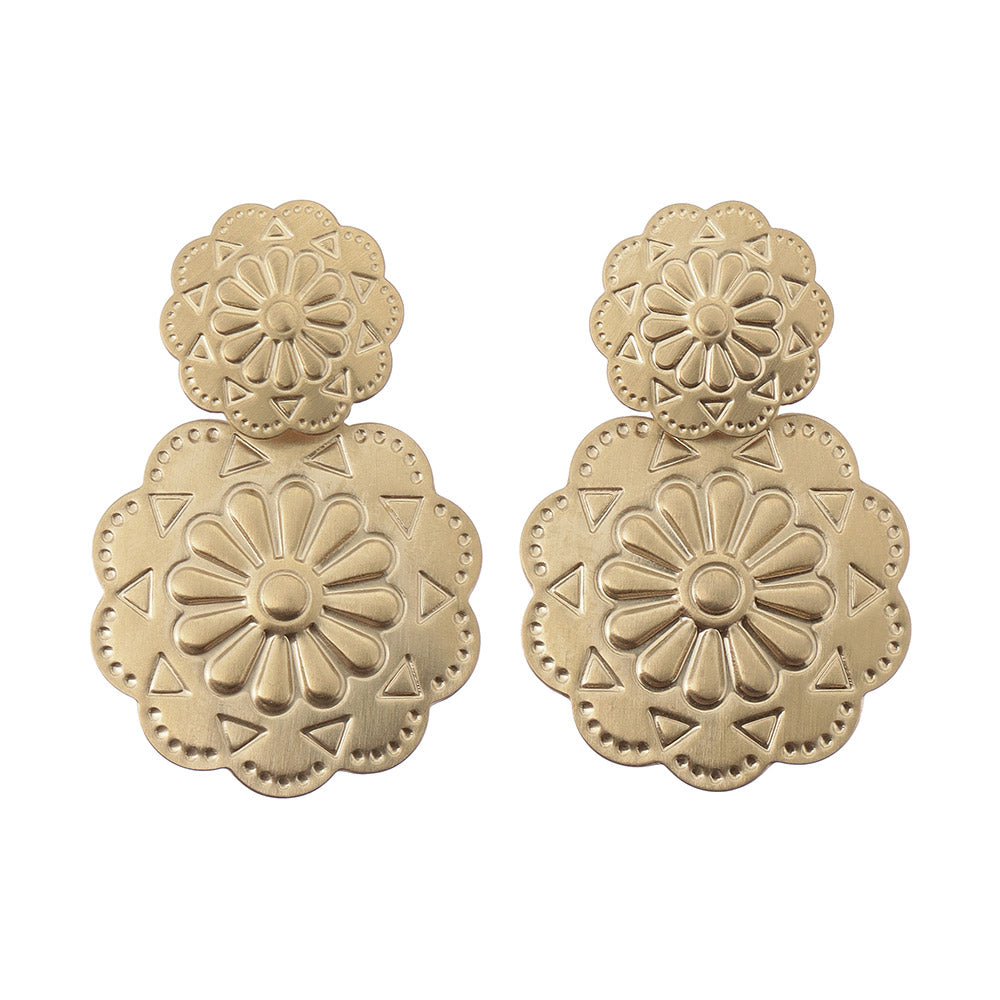 Flower Concho Jacket Earrings