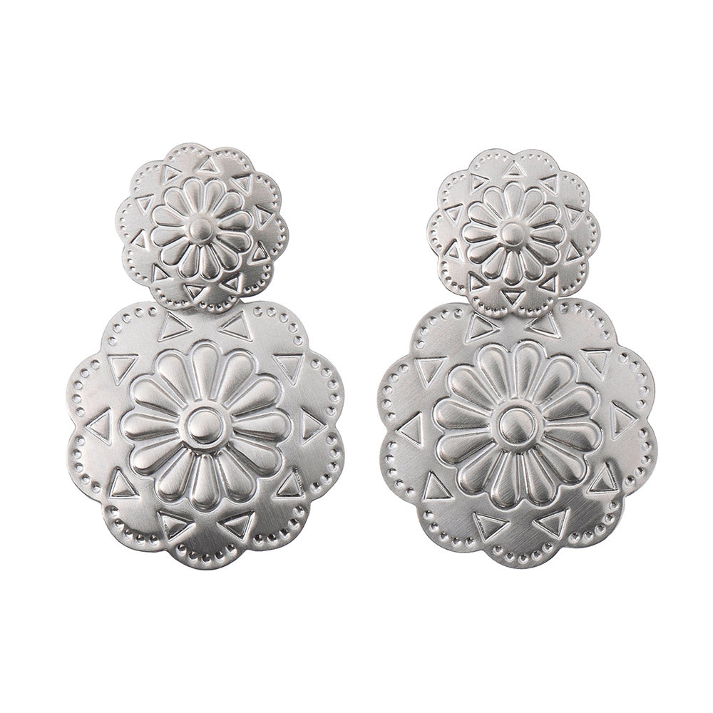 Flower Concho Jacket Earrings