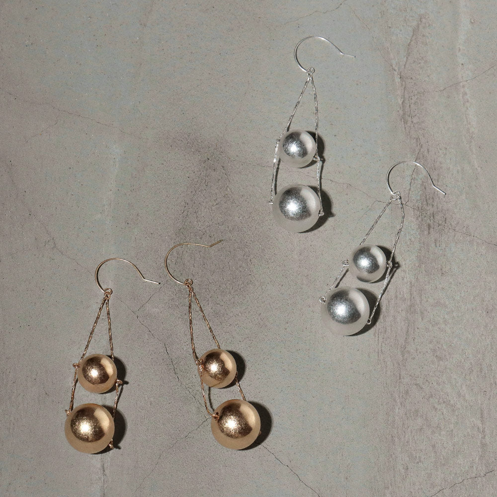 Double Sphere Drop Earrings