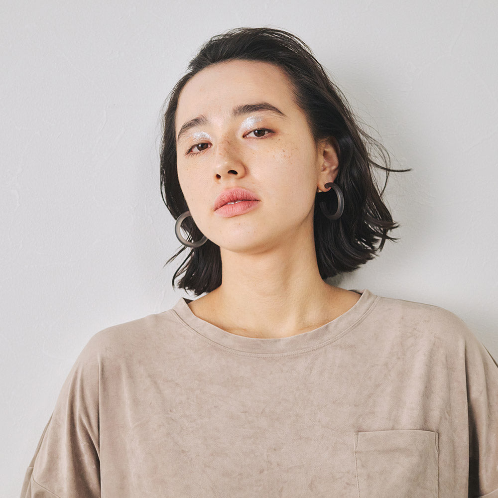 Frosted Homaika Hoop Front Back Earrings